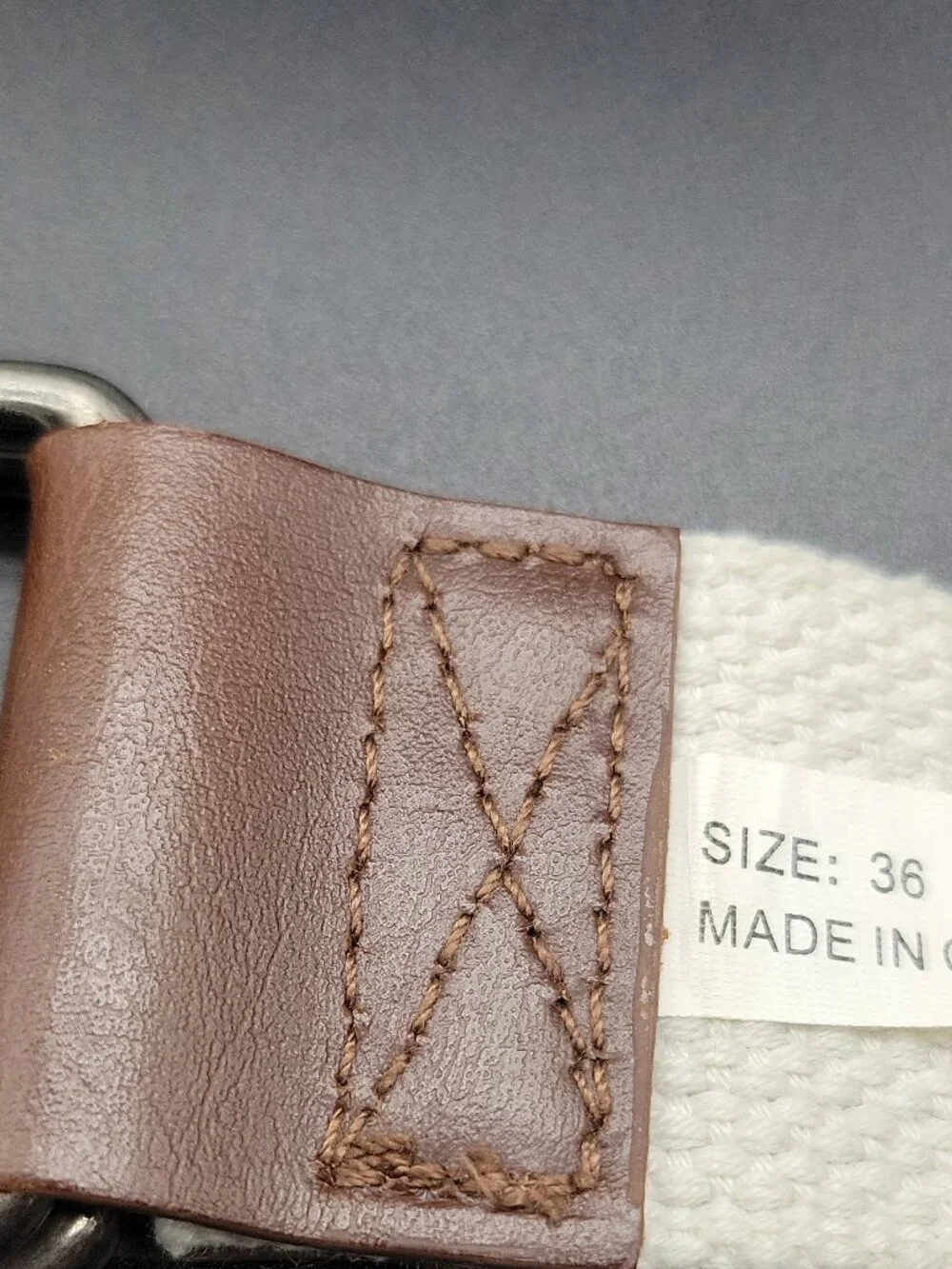 U.S. Polo Assn. Men's White/Brown Webbed Belt Adjustable Logo Metal Buckle 36